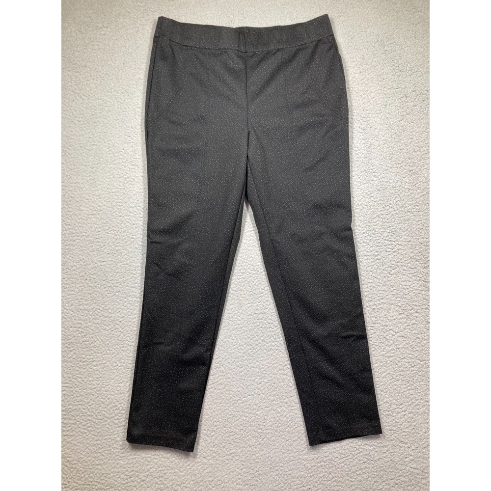 Thalian Pants Women's XL Black Print Stretch Pull on Legging Pants Comfort